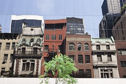 建筑,反射,玻璃,现代艺术博物馆,纽约,美国