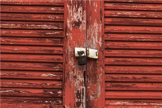 老,门,红色,木头,掉漆,钥匙