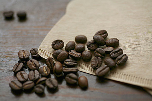 咖啡豆,木制长椅
