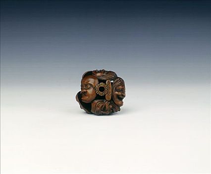 木质,面具,迟,江户时期,日本,19世纪,艺术家
