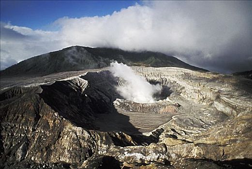 哥斯达黎加,蒸汽,火山口,山顶,俯视
