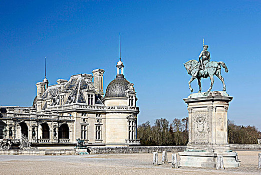 法国,城堡,入口,雕塑