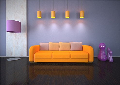 紫色,橙色,室内设计