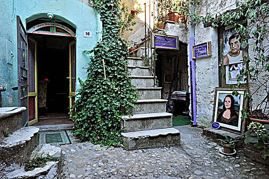 工作室,楼梯,通道,中世纪,城镇,山谷,拉齐奥,意大利,欧洲