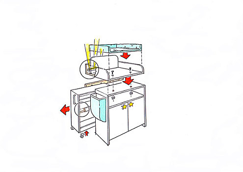 插画,敞篷车,桌子,扶手椅,孩子,房间