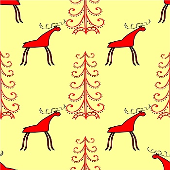 红色,麋鹿,鹿,云杉,树林