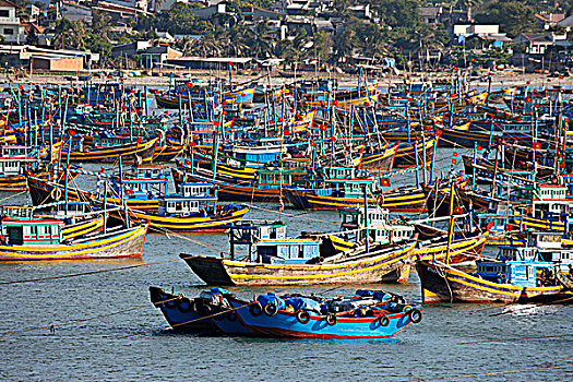 越南,美尼,渔船,港口