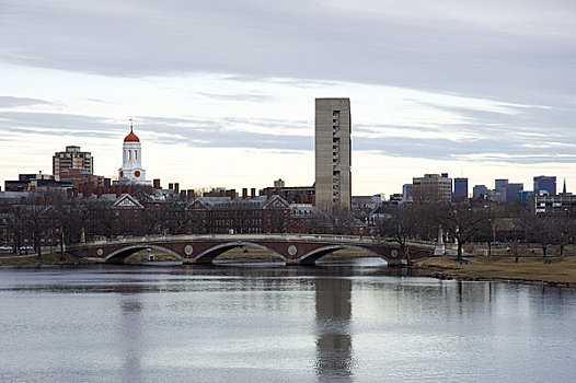 桥,河,教育,建筑背景,查尔斯河,哈佛大学,剑桥,马萨诸塞,美国