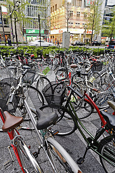 自行车,停放,大阪,关西,日本