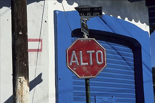 房子,停车标志,恰帕斯,墨西哥