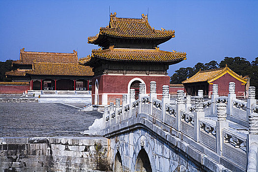 步行桥,正面,陵墓,西部,清朝,河北,中国