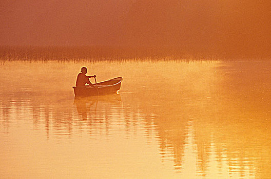 独木舟,孩子,湖,山,省立公园,曼尼托巴,加拿大