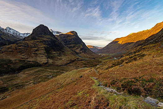 徒步旅行,山景,顶峰,叩依谷,西部,高地,苏格兰,英国,欧洲