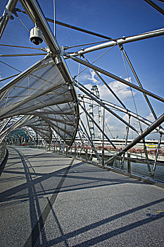 螺旋,桥,码头,湾,沙,新加坡