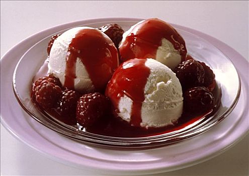 冰激凌,热,树莓