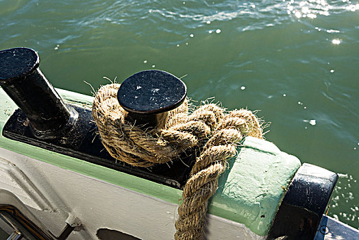 威尼斯,汽艇,特写,绳索