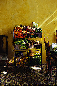蔬菜,手推车,餐馆,哈瓦那,古巴