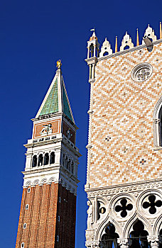 意大利,威尼托,威尼斯,圣马科,钟楼,公爵宫