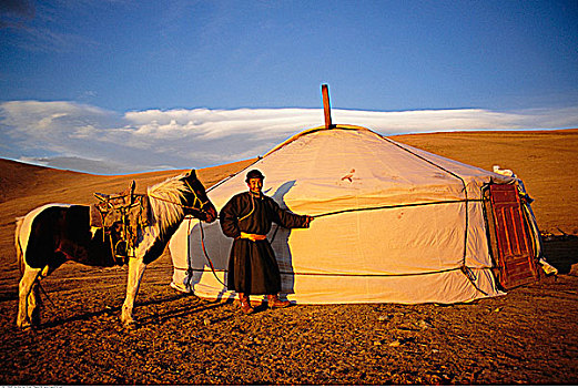 男人,马,蒙古