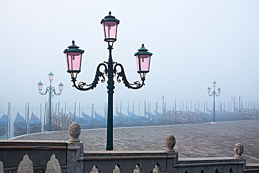 小船,圣马克广场,黎明,威尼斯,威尼托,意大利