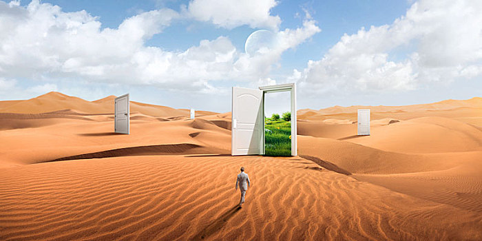 沙漠,创意,空旷,门,超现实