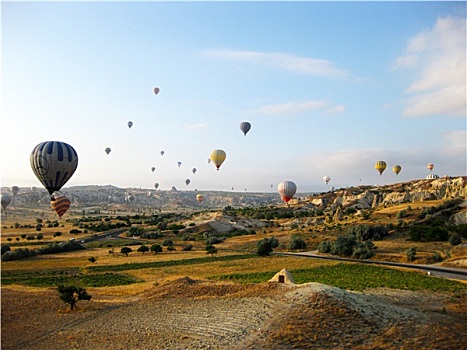 全景,气球,空中,卡帕多西亚,土耳其