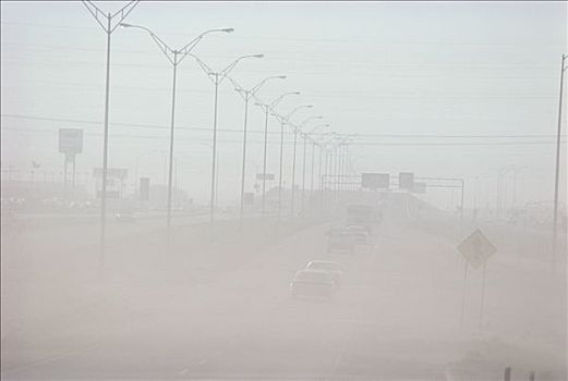 公路,交通,灰尘,风暴,德克萨斯