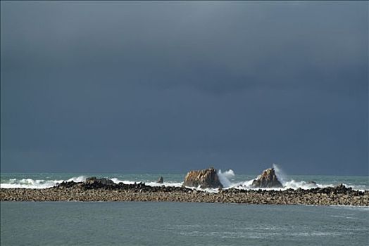 法国,布列塔尼半岛,细条,岩石,石头