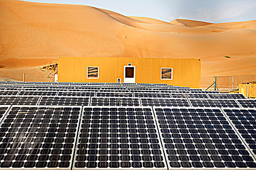 阿联酋,阿布扎比,太阳能电池板,荒芜