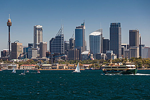 澳大利亚,悉尼,天际线,风景,悉尼港,渡轮