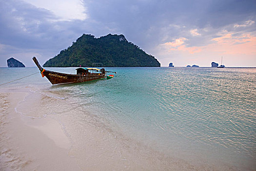 船,捆绑,岸边,岛屿,安达曼海,靠近,甲米,泰国