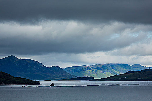 景色,湖,山,靠近,斯凯岛,苏格兰,英国
