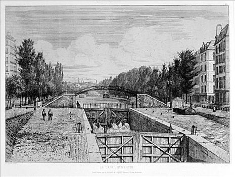圣马丁,运河,巴黎,19世纪,艺术家,尚武