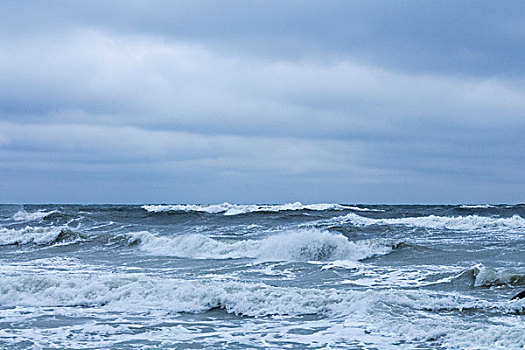 波浪,波罗的海,阴天,岬角,德国