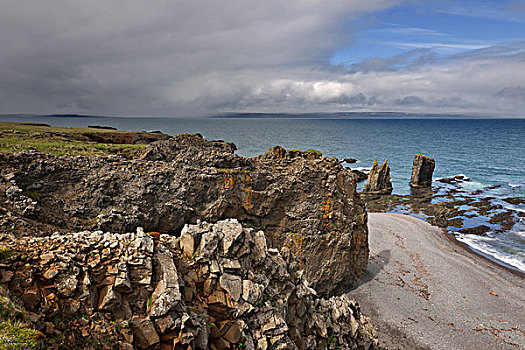 石头,悬崖,海岸,冰岛,欧洲
