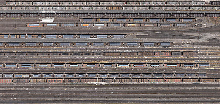 航拍,货运列车,车厢,北莱茵威斯特伐利亚,德国