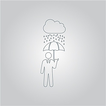 商务人士,伞,防护,雨