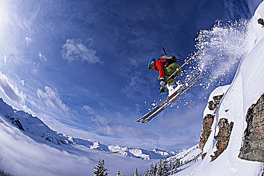 空中,滑雪者,边远地区,踢,马,胜地,金色,不列颠哥伦比亚省,加拿大