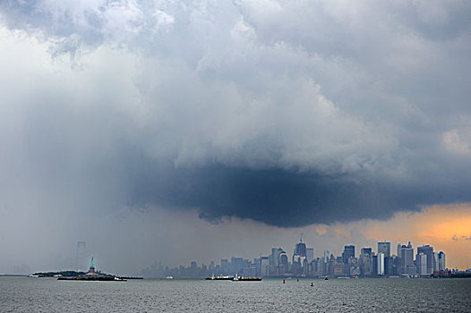 暗色,云,雷暴,上方,曼哈顿,纽约,美国