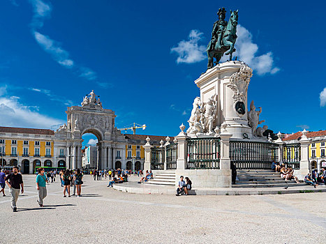 地点,商业,拱形,骑马雕像,国王,里斯本,葡萄牙,欧洲