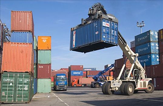 货物集装箱,卡车,港口,德国