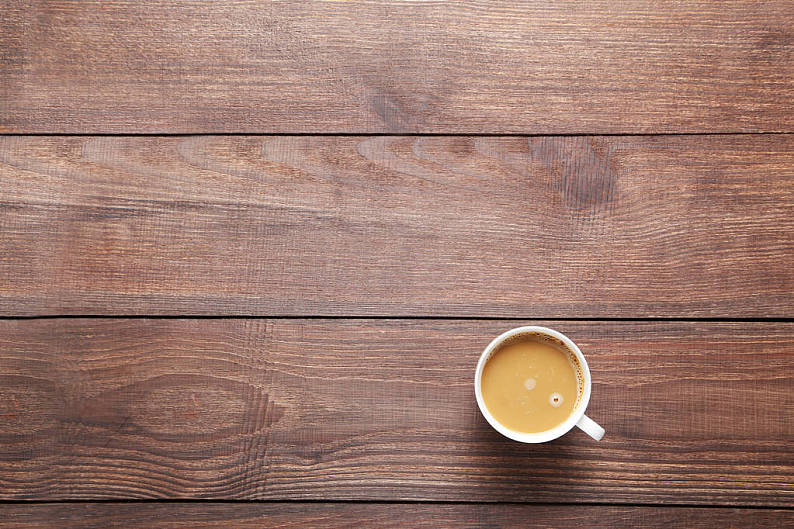 咖啡杯,木质,咖啡,褐色,木桌子,俯视