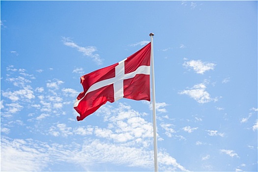 丹麦,旗帜,蓝天背景