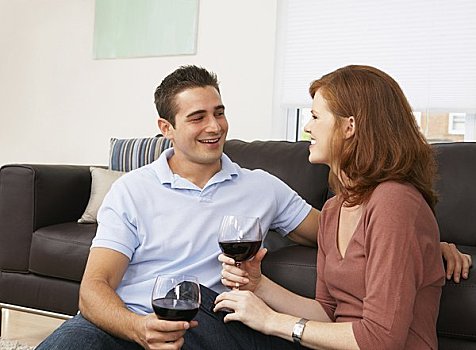 伴侣,葡萄酒,客厅