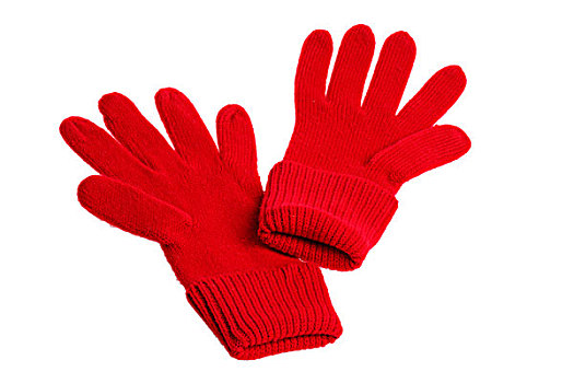 红色,温暖,冬天,手套,抠像,隔绝,白色,背景