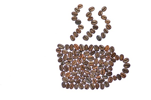 咖啡杯,咖啡豆,隔绝,白色背景,背景