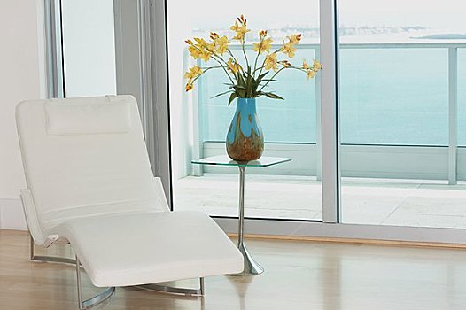 躺椅,花,花瓶,房间