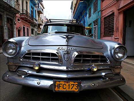 老爷车,哈瓦那,古巴,特写,正面