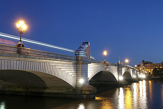 英格兰,伦敦,黃昏,桥,西部