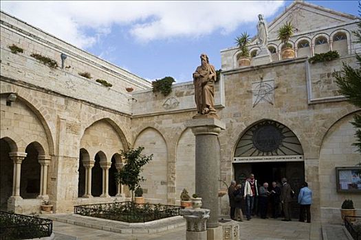 前院,圣芳济修会,亚历山大,雕塑,圣母玛利亚,伯利恒,以色列